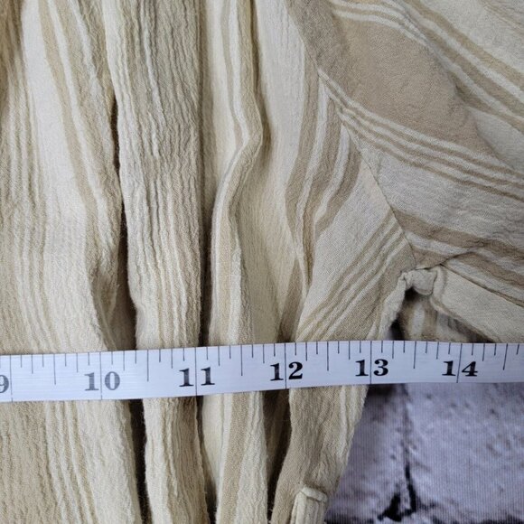 Faithfull The Brand 100% Cotton Sunshine Yellow White Stripe Off Shoulder Size 2 - Picture 8 of 11